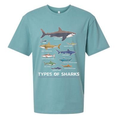 Types of Shark Megalodon Great White Nurse Shark Sueded Cloud Jersey T-Shirt