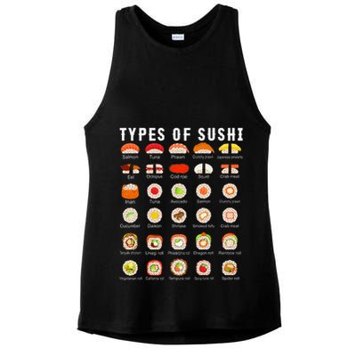 Types Of Sushi Sushi Nigiri Sashimi Salmon Ladies PosiCharge Tri-Blend Wicking Tank