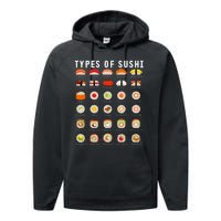 Types Of Sushi Sushi Nigiri Sashimi Salmon Performance Fleece Hoodie