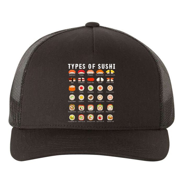 Types Of Sushi Sushi Nigiri Sashimi Salmon Yupoong Adult 5-Panel Trucker Hat