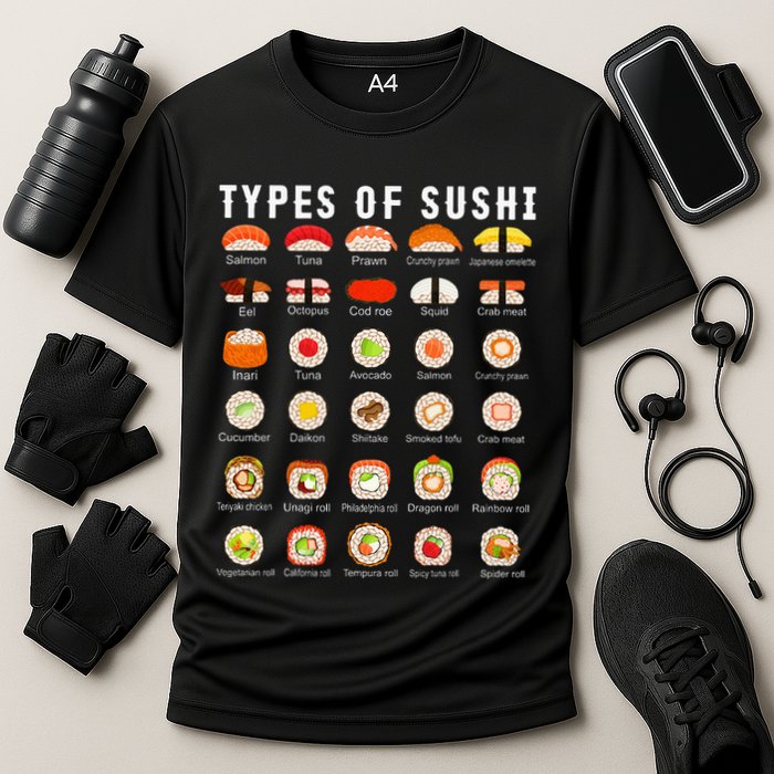 Types Of Sushi Sushi Nigiri Sashimi Salmon Performance Shirt