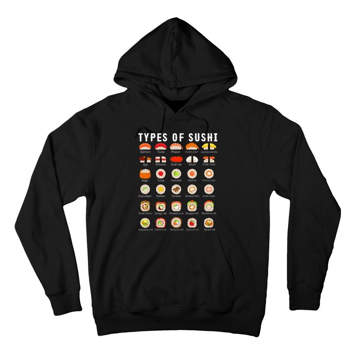 Types Of Sushi Sushi Nigiri Sashimi Salmon Hoodie