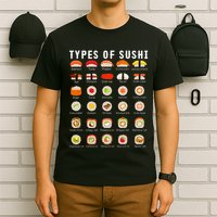 Types Of Sushi Sushi Nigiri Sashimi Salmon T-Shirt