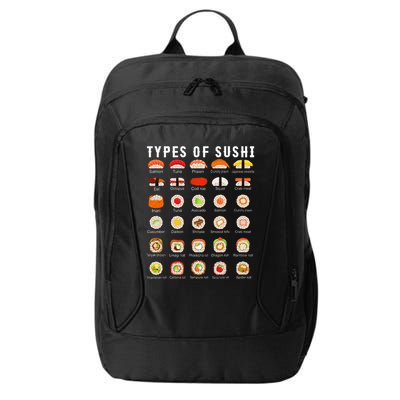 Types Of Sushi Sushi Nigiri Sashimi Salmon City Backpack