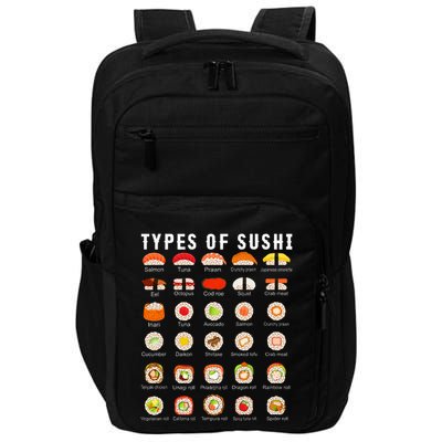 Types Of Sushi Sushi Nigiri Sashimi Salmon Impact Tech Backpack