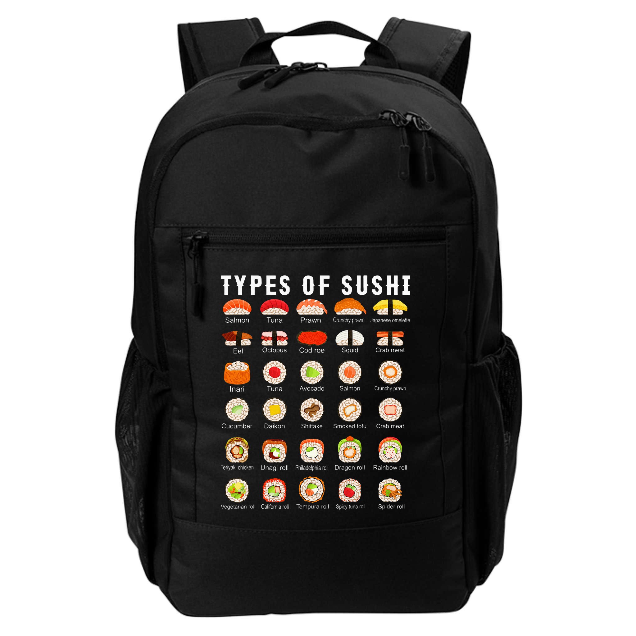 Types Of Sushi Sushi Nigiri Sashimi Salmon Backpack