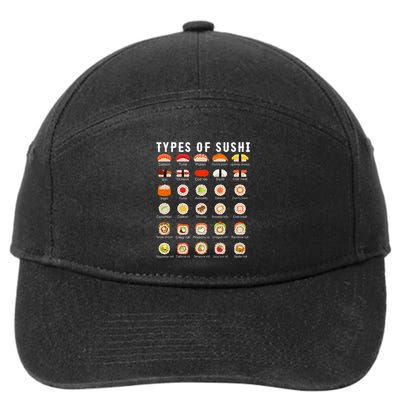 Types Of Sushi Sushi Nigiri Sashimi Salmon 7-Panel Snapback Hat