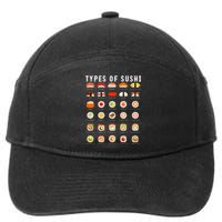 Types Of Sushi Sushi Nigiri Sashimi Salmon 7-Panel Snapback Hat