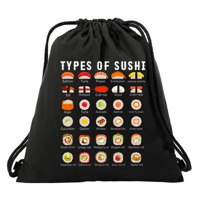 Types Of Sushi Sushi Nigiri Sashimi Salmon Drawstring Bag