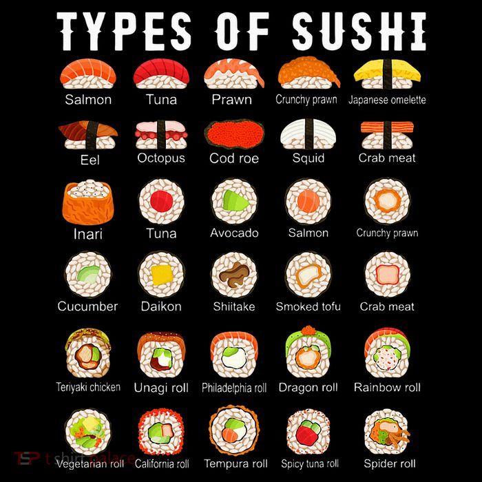 Types Of Sushi Sushi Nigiri Sashimi Salmon Flatbill Hat