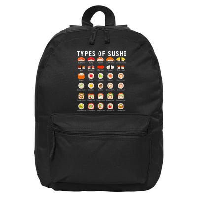 Types Of Sushi Sushi Nigiri Sashimi Salmon 16 in Basic Backpack