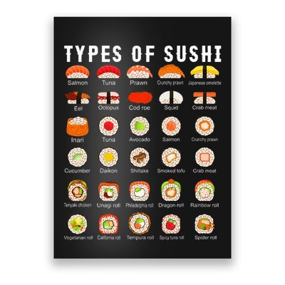 Types Of Sushi Sushi Nigiri Sashimi Salmon Poster