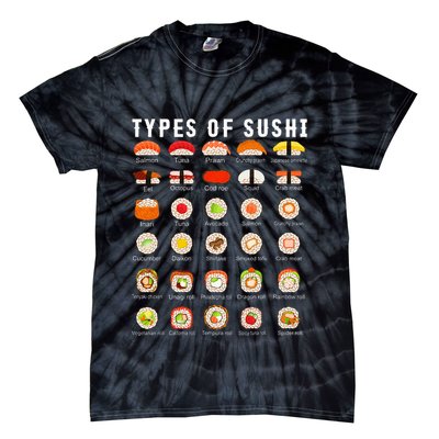Types Of Sushi Sushi Nigiri Sashimi Salmon Tie-Dye T-Shirt