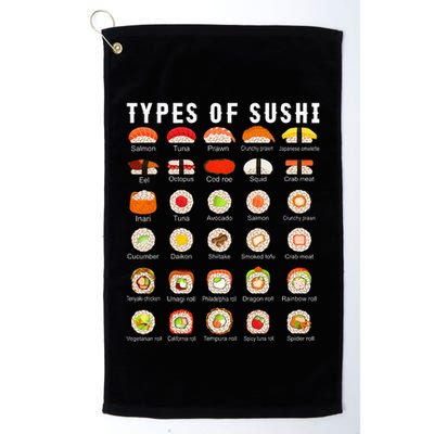 Types Of Sushi Sushi Nigiri Sashimi Salmon Golf Towel