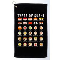 Types Of Sushi Sushi Nigiri Sashimi Salmon Golf Towel