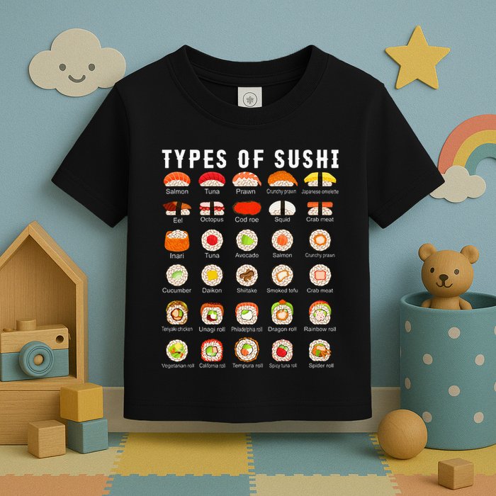 Types Of Sushi Sushi Nigiri Sashimi Salmon Toddler T-Shirt