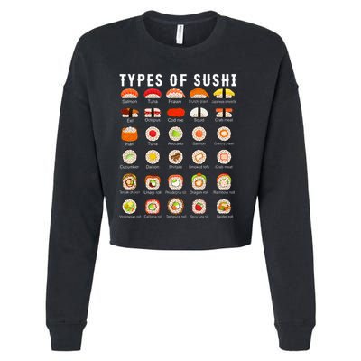Types Of Sushi Sushi Nigiri Sashimi Salmon Cropped Pullover Crew