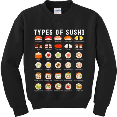 Types Of Sushi Sushi Nigiri Sashimi Salmon Kids Sweatshirt