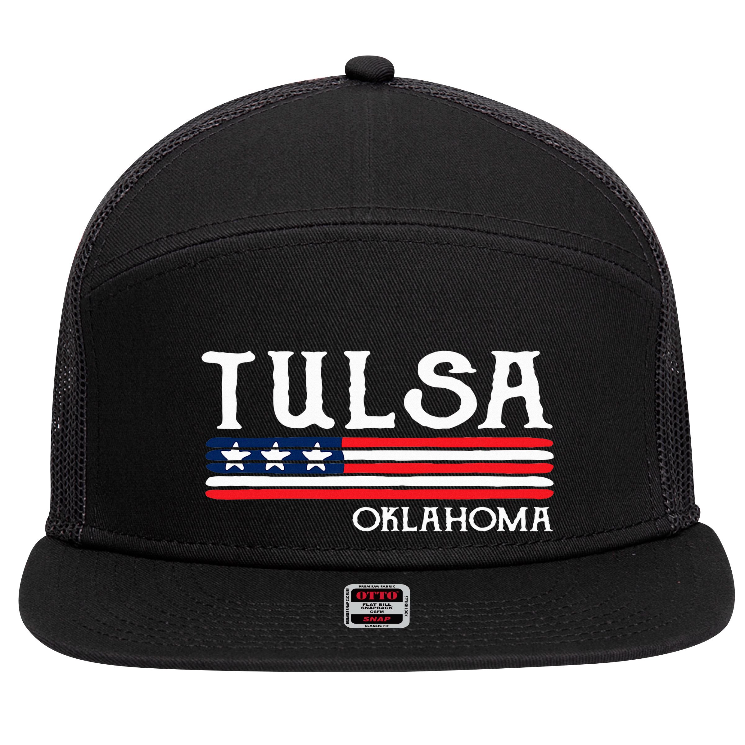 Tulsa Oklahoma Souvenir Gift 7 Panel Mesh Trucker Snapback Hat