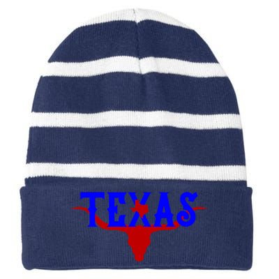 Texas Original State Longhorn Logo Striped Beanie with Solid Band