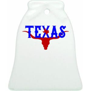 Texas Original State Longhorn Logo Ceramic Bell Ornament