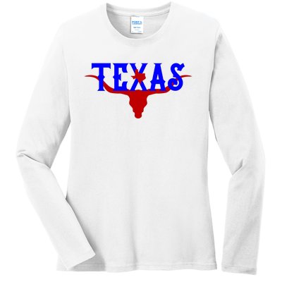 Texas Original State Longhorn Logo Ladies Long Sleeve Shirt