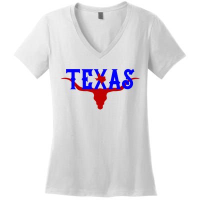 Texas Original State Longhorn Logo Women's V-Neck T-Shirt
