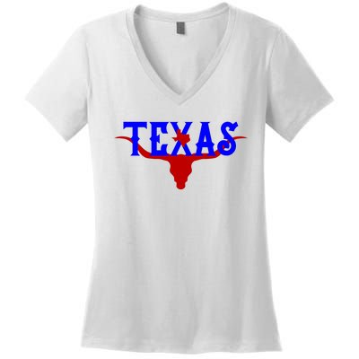 Texas Original State Longhorn Logo Women's V-Neck T-Shirt