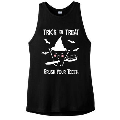 Trick Or Treat Brush Your Teeth Funny Dentist Halloween Cool Gift Ladies PosiCharge Tri-Blend Wicking Tank