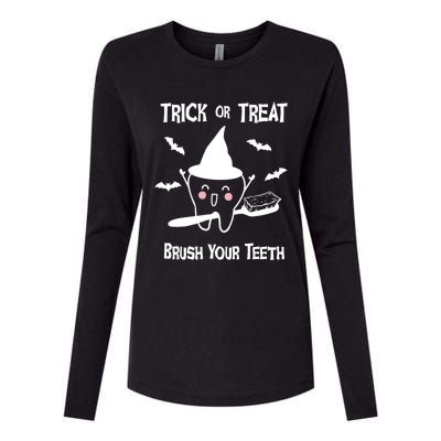 Trick Or Treat Brush Your Teeth Funny Dentist Halloween Cool Gift Womens Cotton Relaxed Long Sleeve T-Shirt