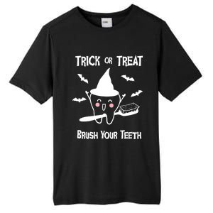 Trick Or Treat Brush Your Teeth Funny Dentist Halloween Cool Gift Tall Fusion ChromaSoft Performance T-Shirt