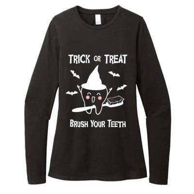 Trick Or Treat Brush Your Teeth Funny Dentist Halloween Cool Gift Womens CVC Long Sleeve Shirt