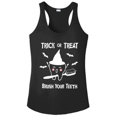 Trick Or Treat Brush Your Teeth Funny Dentist Halloween Cool Gift Ladies PosiCharge Competitor Racerback Tank