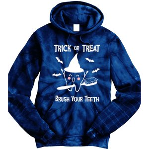 Trick Or Treat Brush Your Teeth Funny Dentist Halloween Cool Gift Tie Dye Hoodie