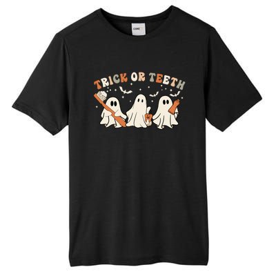 Trick Or Teeth Funny Boo Retro Groovy Style Dental Halloween Gift Tall Fusion ChromaSoft Performance T-Shirt