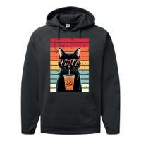 Trick Or Treat Black Cat Hipster Funny Halloween Black Cat Performance Fleece Hoodie