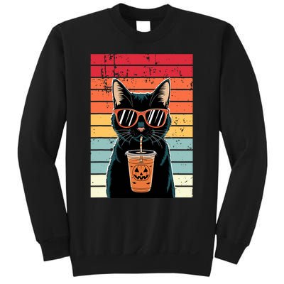 Trick Or Treat Black Cat Hipster Funny Halloween Black Cat Sweatshirt