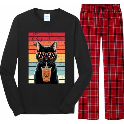 Trick Or Treat Black Cat Hipster Funny Halloween Black Cat Long Sleeve Pajama Set