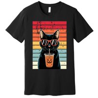 Trick Or Treat Black Cat Hipster Funny Halloween Black Cat Premium T-Shirt