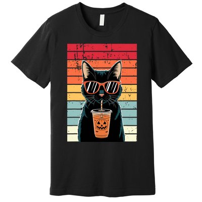 Trick Or Treat Black Cat Hipster Funny Halloween Black Cat Premium T-Shirt