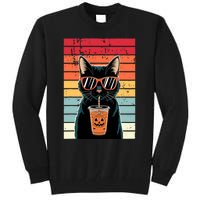 Trick Or Treat Black Cat Hipster Funny Halloween Black Cat Tall Sweatshirt