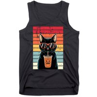 Trick Or Treat Black Cat Hipster Funny Halloween Black Cat Tank Top