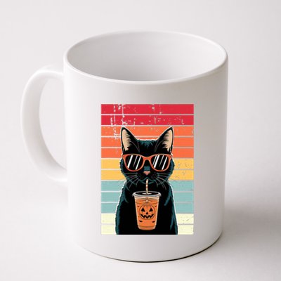 Trick Or Treat Black Cat Hipster Funny Halloween Black Cat Coffee Mug