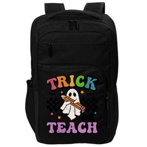 Trick Or Teach Retro Groovy Halloween Floral Ghost Teacher Gift Impact Tech Backpack