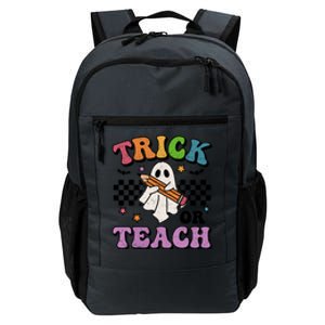 Trick Or Teach Retro Groovy Halloween Floral Ghost Teacher Gift Daily Commute Backpack