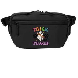 Trick Or Teach Retro Groovy Halloween Floral Ghost Teacher Gift Crossbody Pack