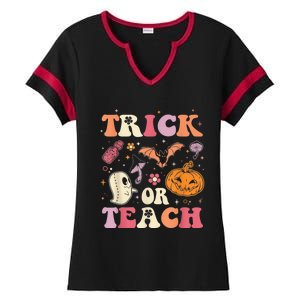 Trick Or Teach Ghost Teacher Halloween Costume For Wo Ladies Halftime Notch Neck Tee