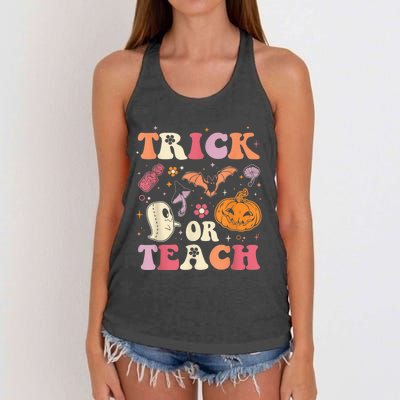 Trick Or Teach Ghost Teacher Halloween Costume For Wo Women's Knotted Racerback Tank