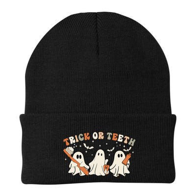 Trick Or Teeth Funny Boo Retro Groovy Style Dental Halloween Cute Gift Beanie