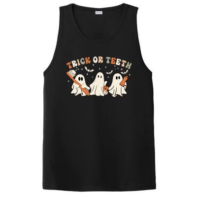 Trick Or Teeth Funny Boo Retro Groovy Style Dental Halloween Cute Gift PosiCharge Competitor Tank